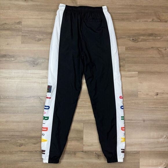 Jordan Men's S DNA Sporty Jogger Pants Black Rainbow Logo Track Stripe Swishy - Picture 7 of 7